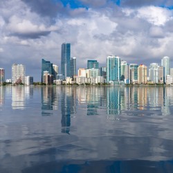 View of Miami Skyline with artificial reflection