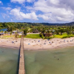 Hanalei bay and beach on Kauai in Hawaii