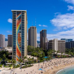 Hilton Hawaiian Village on the shore in Waikiki Hawaii