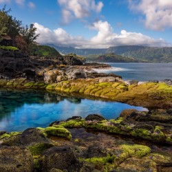 Long exposure image of the pool known as Queens Bath on  Kauai