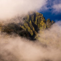 View of the fluted rocks of the Na Pali coast