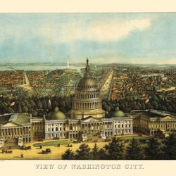 Low-angle birds-eye view of central Washington DC from 1871