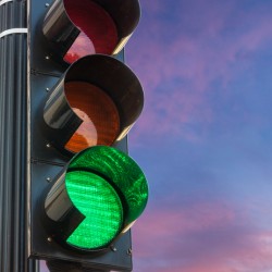 Green light on traffic signal motivational message
