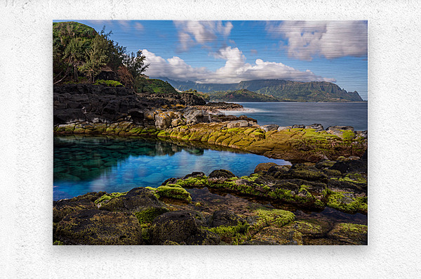 Long exposure image of the pool known as Queens Bath on  Kauai  Metal print