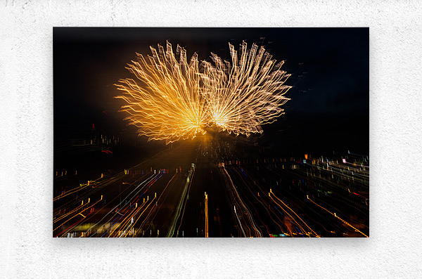 Abstract fireworks over Pittsburgh  Metal print