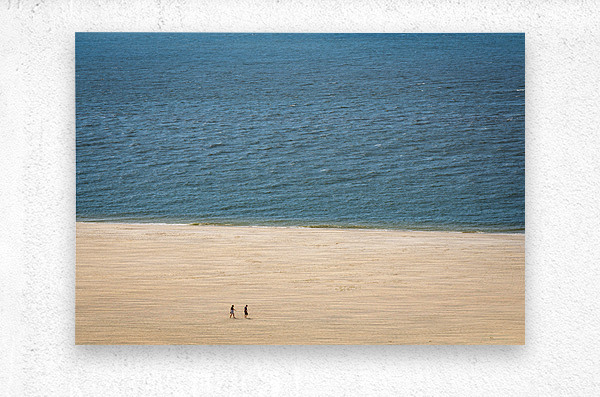 Single couple on wide beach at Cape May Point  Metal print