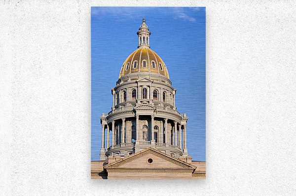 Gold covered dome of State Capitol Denver  Metal print