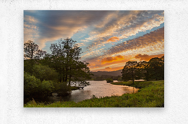 Sunset over Rydal Water in Lake District  Metal print