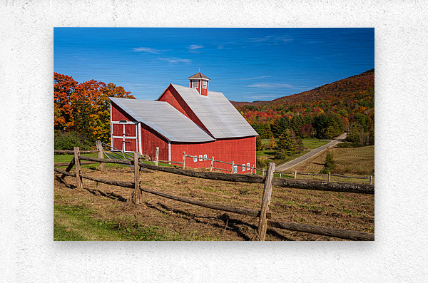 Grandview Farm barn with fall colors in Vermont  Metal print