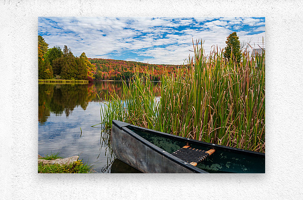 Canoe ready to launch in Silver Lake Vermont  Metal print