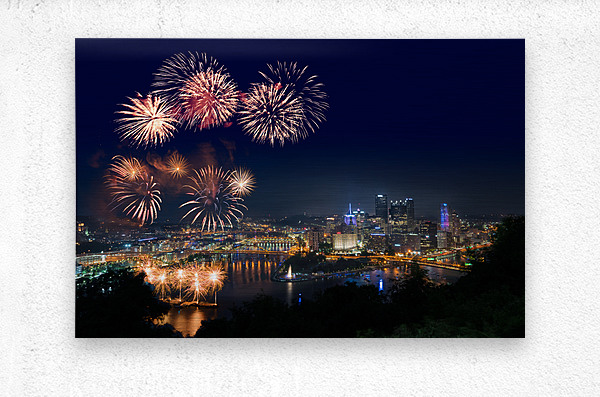 Fireworks over Pittsburgh for Independence Day  Metal print