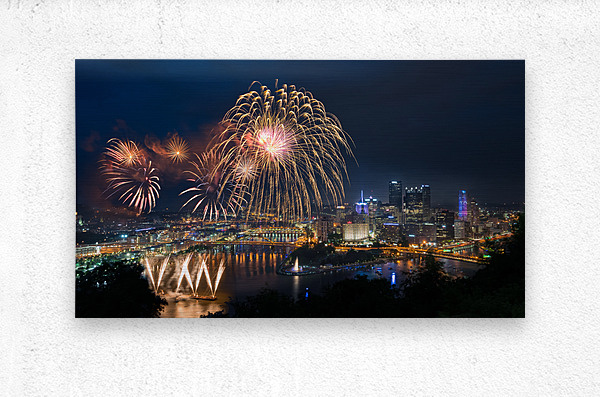 Fireworks over Pittsburgh for Independence Day  Metal print