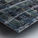 Reflections of condominium tower in windows of apartment buildin Metal print