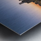 Orange skies behind skyline of Austin Texas as sun starts to ris Impression metal