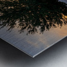 Sunset over Lake Chelan with silhouette of tree and chairs for r Metal print