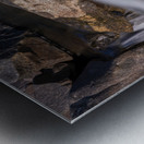 Pebbles balanced on rocks in raging river illustrating resilienc Impression metal