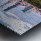 Aerial view of the Austin skyline at sunset over Barton Springs. Metal print