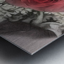 Color charcoal drawing of red rose bouquet Impression metal