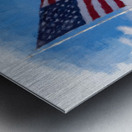 Digital art of USA stars and stripes flag against blue sky Metal print