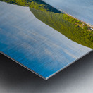 Speedboat on Cheat Lake on a summer evening with boats docked in Metal print