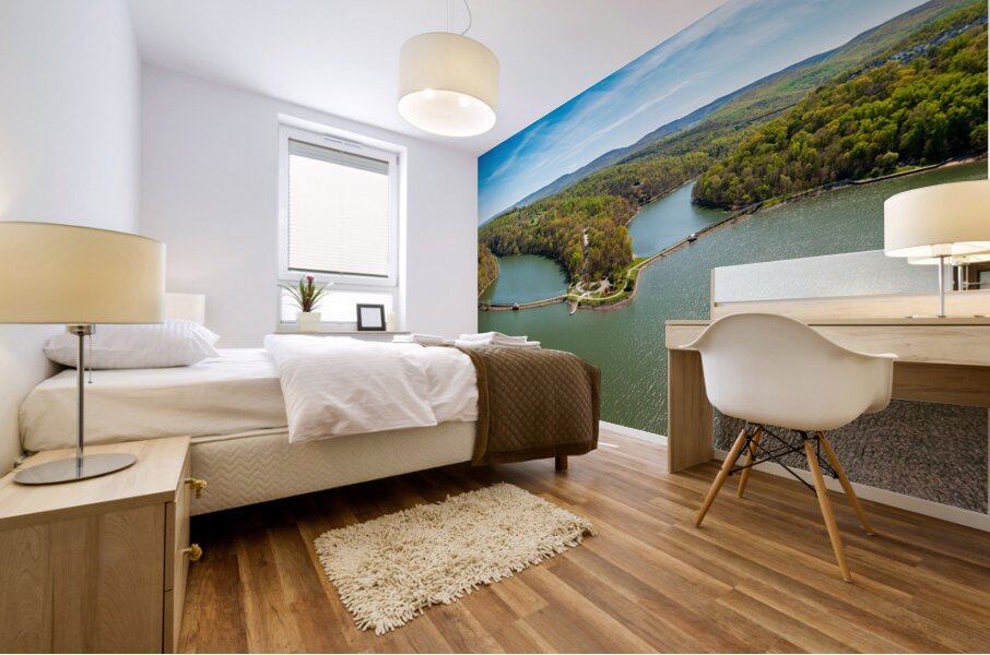 Aerial panorama of Cheat Lake Park near Morgantown WV Mural print