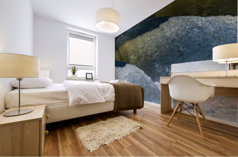 Frozen motion of raging water flowing over Valley Falls Mural print