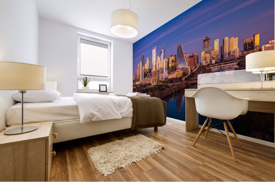 Cityscape of downtown Austin from the west in Zilker park 2025 Mural print