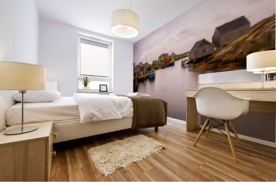 Digital painting at Peggys Cove near Halifax in Nova Scotia Can Mural print