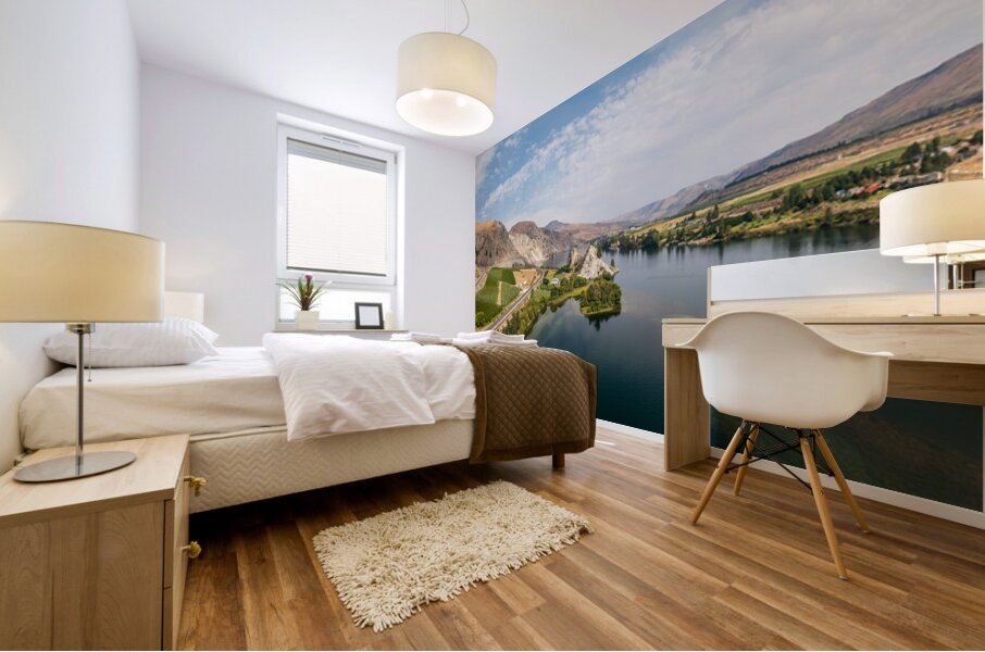 Aerial view of Columbia River by Maplecreek and Orondo in Washin Mural print