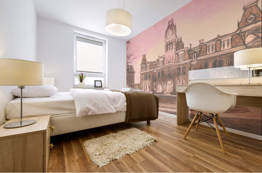 Woodburn Hall at West Virginia University in sepia tint Mural print