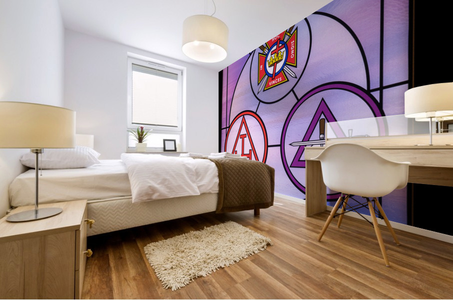 Stained glass window for the order of the Knights Templar Mural print