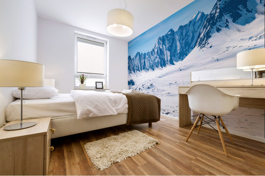 Majestic mountains of Thompson Pass rise over trees Mural print