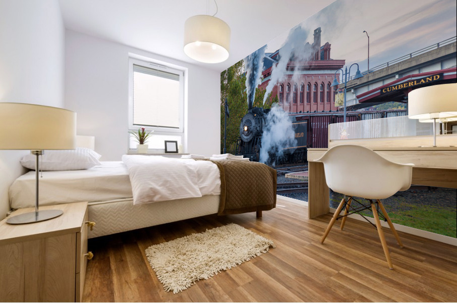 Steam train in Cumberland station Mural print