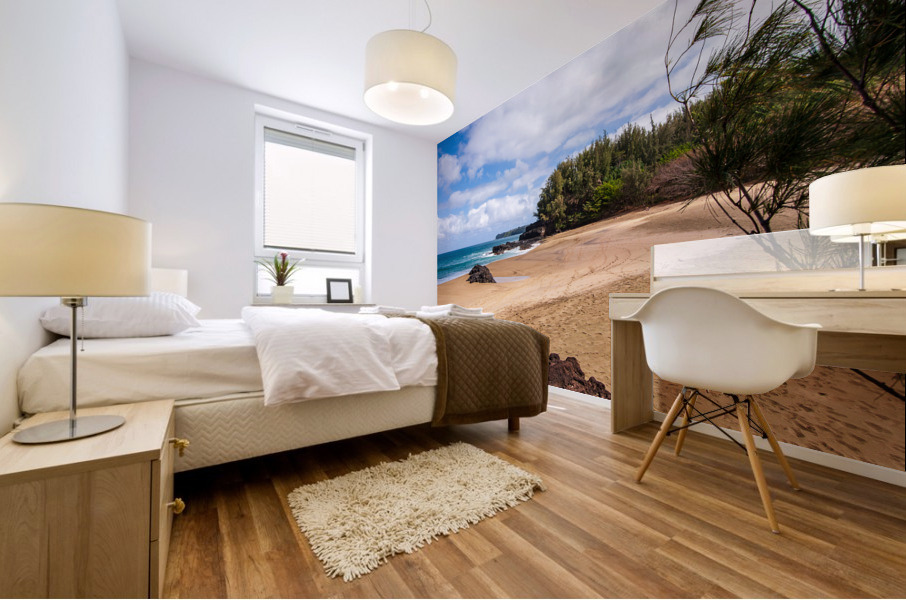 View towards Hanalei at Lumahai Mural print