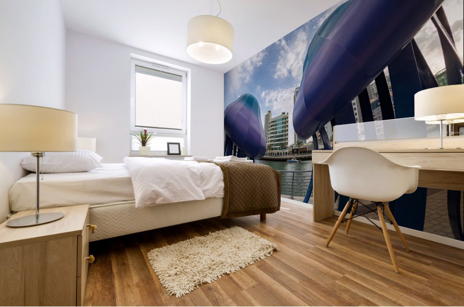 Jellyfish sculptures on promenade at Dubai Marina UAE Mural print