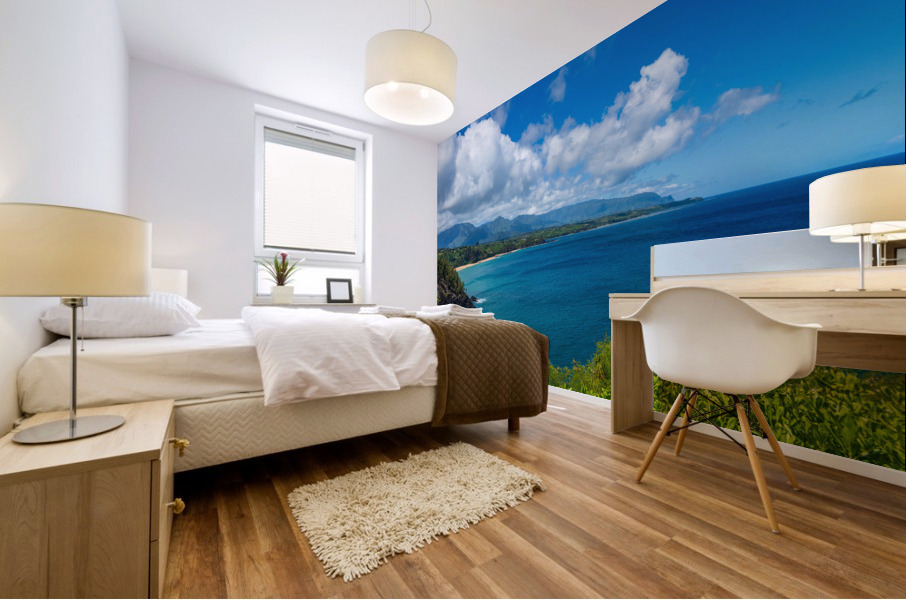 Coastline to Princeville from Kilauea Lighthouse Kauai Mural print