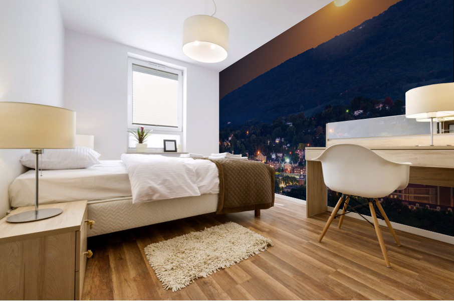 Supermoon rises in the sky above Morgantown in West Virginia Mural print