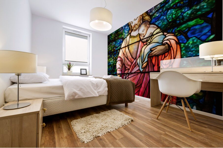 Christ and the Children. Tiffany stained glass windows from 1916 Mural print