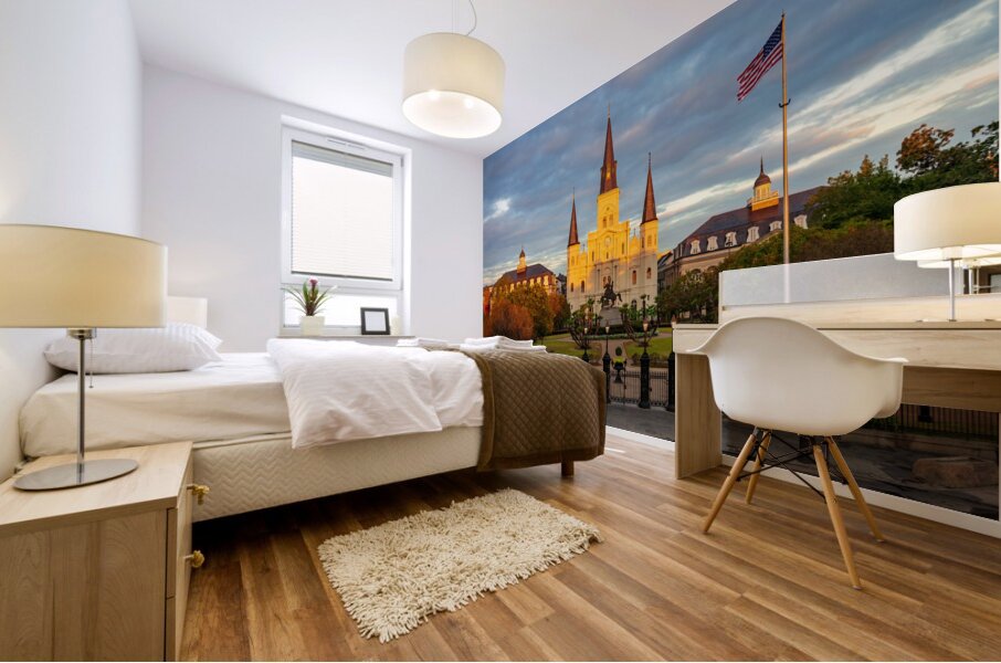 Sunrise on Cathedral Basilica of Saint Louis in New Orleans LA Mural print