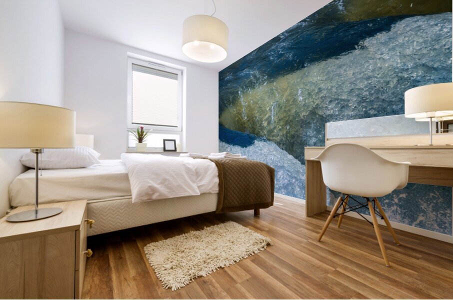 Frozen motion of raging water flowing over Valley Falls Mural print