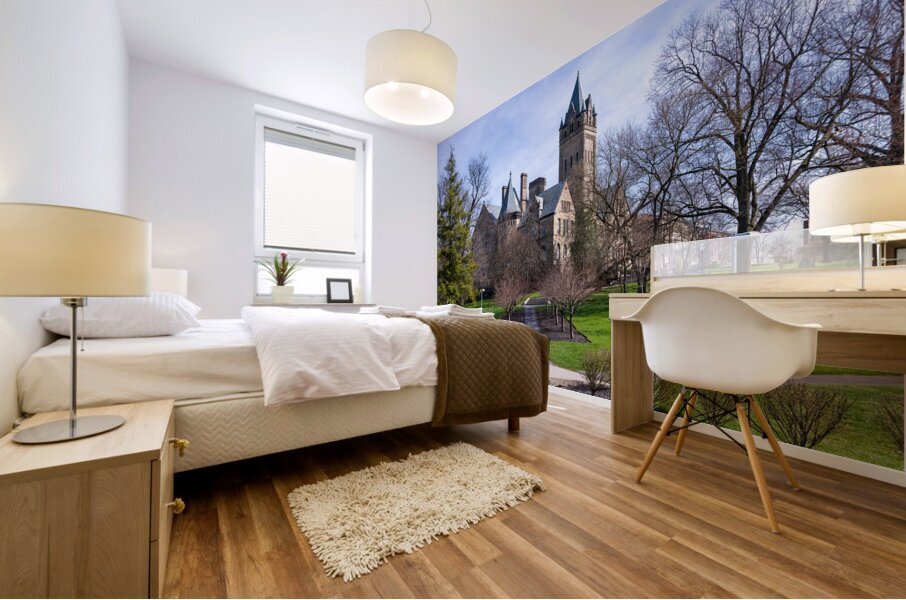 Facade of iconic University Hall at Ohio Wesleyan University Mural print