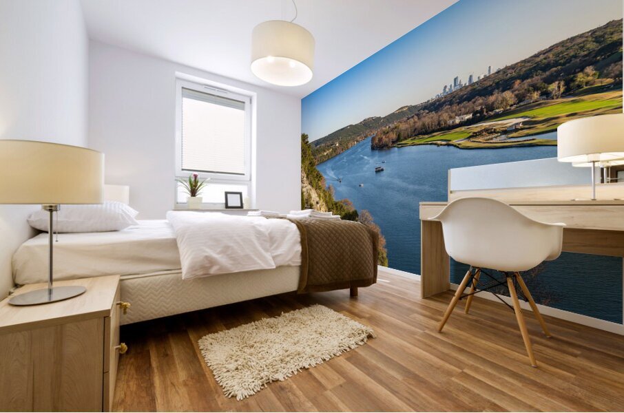 Colorado river and downtown Austin Texas from Pennybacker bridge Mural print