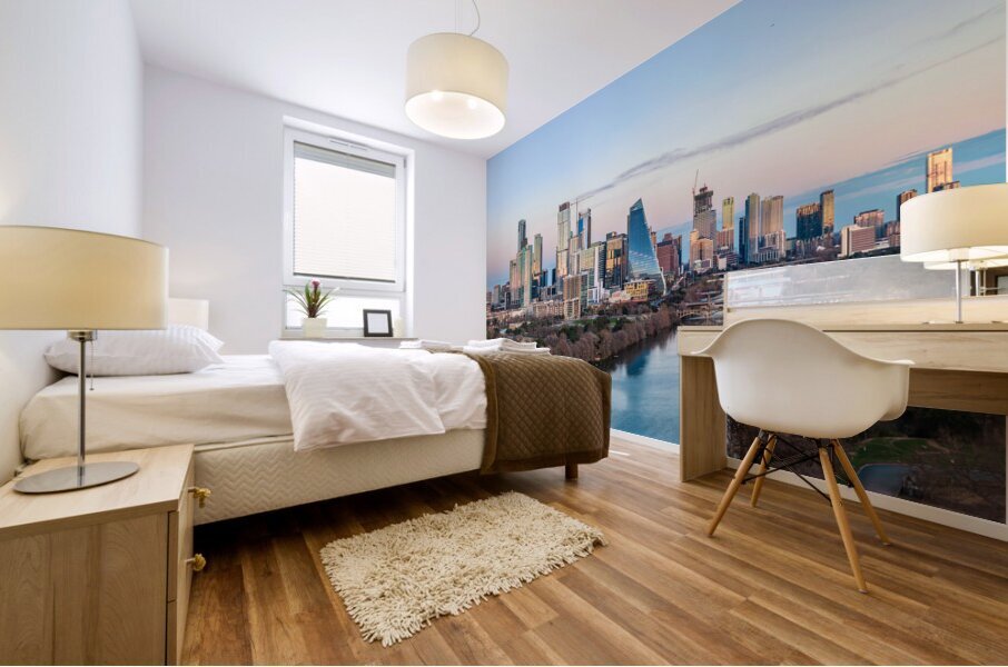 Cityscape of downtown Austin from the west in Zilker park 2025 Mural print