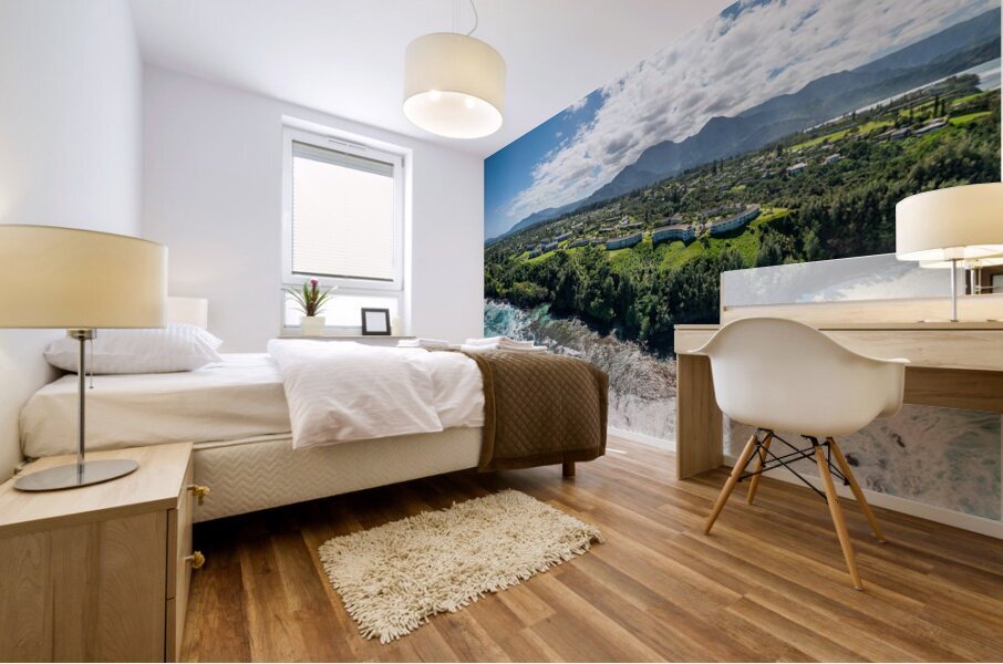 Aerial view of Princeville to Na Pali coast off Sealodge beach Mural print