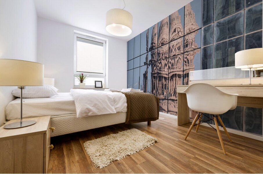 Intricate reflections of the Texas state capitol building on a s Mural print