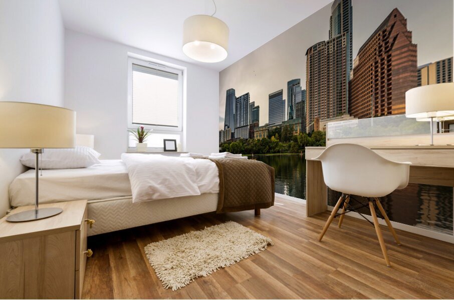 Water level view of the city skyline of Austin Texas in summer 2 Mural print