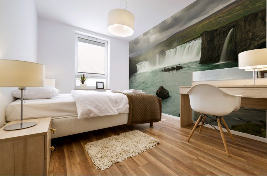 Godafoss or Waterfall of the Gods near Akureyri in Northern Ice Mural print