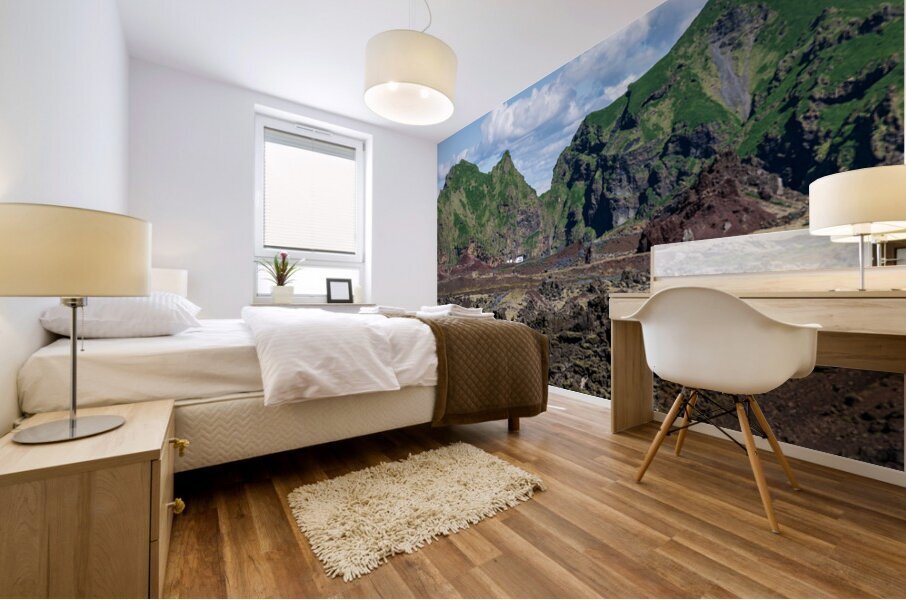 View from volcanic summit of Eldfell with Viking Neptune cruise Mural print