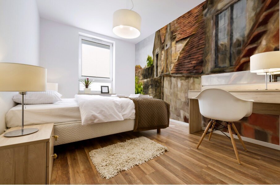 Digital oil painting of Yarmouth Castle building with red tiled  Mural print