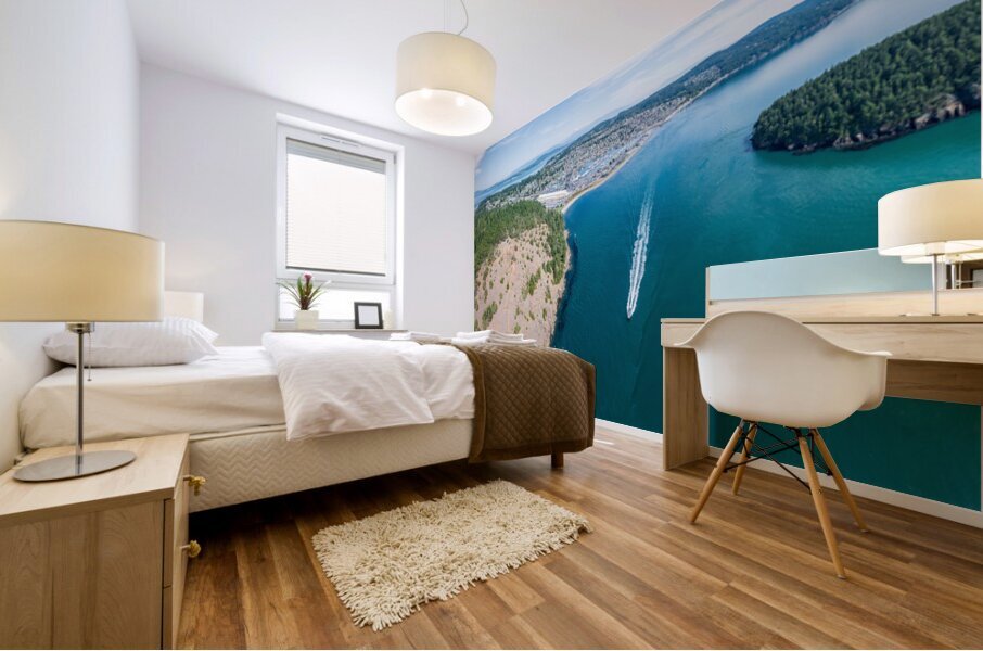 Aerial view of Anacortes on Fidalgo Island in Washington State Mural print